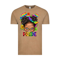 Vintage Coffee LGBTQ+ Messy Bun Mom Pride With Flower Vintage Tee - BundleAndBundleShop