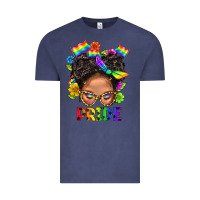 Vintage Denim LGBTQ+ Messy Bun Mom Pride With Flower Vintage Tee - BundleAndBundleShop