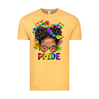Vintage Mustard LGBTQ+ Messy Bun Mom Pride With Flower Vintage Tee - BundleAndBundleShop