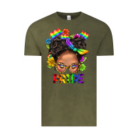 Vintage Olive LGBTQ+ Messy Bun Mom Pride With Flower Vintage Tee - BundleAndBundleShop