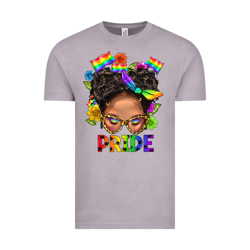 Lgbtq+ Messy Bun Mom Pride With Flower Vintage Tee by BundleAndBundleShop | Teevron