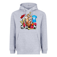Heather Grey Soccer Cold Drink Frappe Heavyweight Hoodie - FaDigitalArtStudio