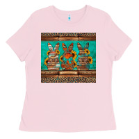 Bubblegum Pink western easter bunnies Ladies Tee - Jasminsmagicworld