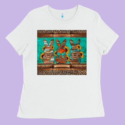 Western Easter Bunnies Ladies Tee Designed By Jasminsmagicworld