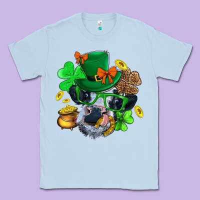 St. Patrick Cow Clover Classic Tee Designed By Bundleandbundleshop