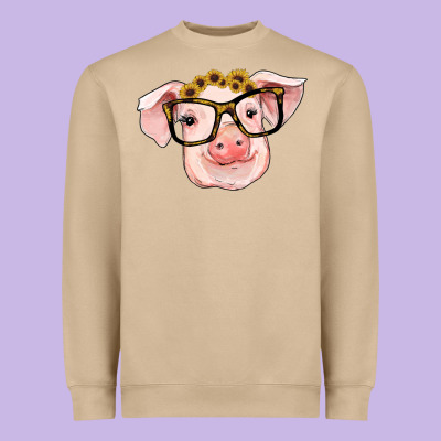 Sunflowers With Pig Heavyweight Sweatshirt Designed By Ranaportraitstore