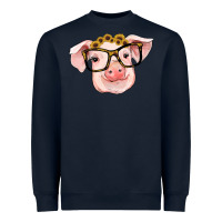 Navy sunflowers with pig Heavyweight Sweatshirt - RanaPortraitStore