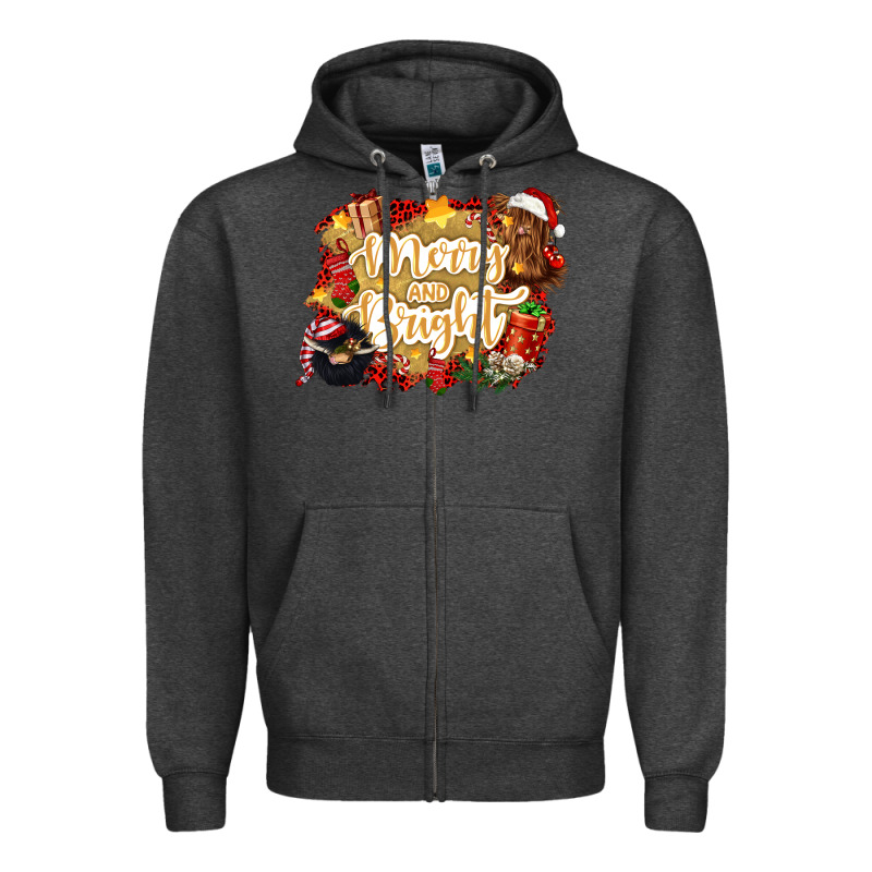 Merry And Bright Zipper Hoodie by CowGirlArtShop | Teevron