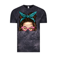 Cloud Black Messy Bun Mom With Leopard Bandana Vintage Tee - BundleAndBundleShop
