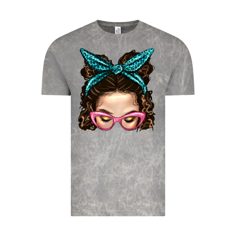 Messy Bun Mom With Leopard Bandana Vintage Tee by BundleAndBundleShop | Teevron