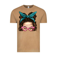 Vintage Camel Messy Bun Mom With Leopard Bandana Vintage Tee - BundleAndBundleShop
