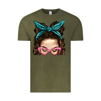 Vintage Olive Messy Bun Mom With Leopard Bandana Vintage Tee - BundleAndBundleShop