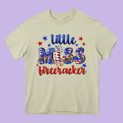 Little Miss Firecracker Heavy Core Tee Designed By Nancycooperartshop