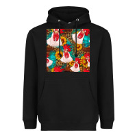 Black western  chicken with sunflowers seamless pattern Heavyweight Hoodie - FaDigitalArtStudio