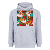 Heather Grey western  chicken with sunflowers seamless pattern Heavyweight Hoodie - FaDigitalArtStudio