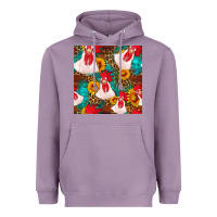 Lavender western  chicken with sunflowers seamless pattern Heavyweight Hoodie - FaDigitalArtStudio