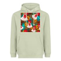 Matcha western  chicken with sunflowers seamless pattern Heavyweight Hoodie - FaDigitalArtStudio