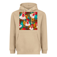 Mushroom western  chicken with sunflowers seamless pattern Heavyweight Hoodie - FaDigitalArtStudio