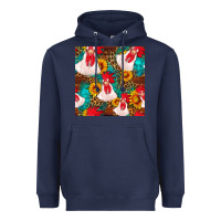 Navy western  chicken with sunflowers seamless pattern Heavyweight Hoodie - FaDigitalArtStudio