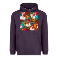 Plum western  chicken with sunflowers seamless pattern Heavyweight Hoodie - FaDigitalArtStudio