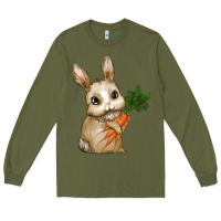 Army Green eastrt bunny carrot Long Sleeve Tee - RanaPortraitStore