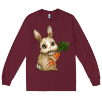 Burgundy eastrt bunny carrot Long Sleeve Tee - RanaPortraitStore