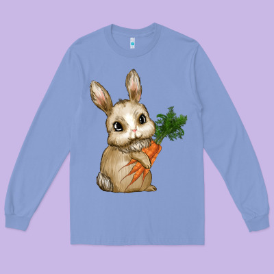 Eastrt Bunny Carrot Long Sleeve Tee Designed By Ranaportraitstore