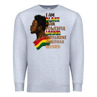 Heather Grey I am black man Premium Sweatshirt - FaDigitalArtStudio