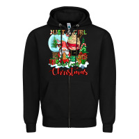 Black just a girl who loves christmas Zipper Hoodie - CowGirlArtShop