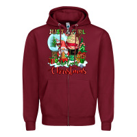 Burgundy just a girl who loves christmas Zipper Hoodie - CowGirlArtShop