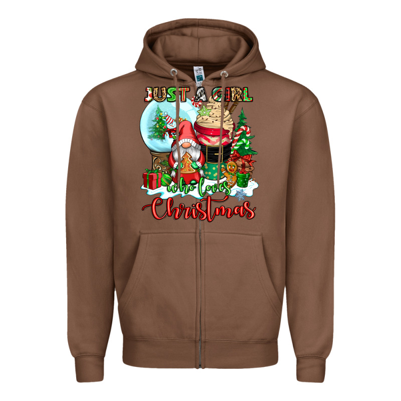 Just A Girl Who Loves Christmas Zipper Hoodie by CowGirlArtShop | Teevron
