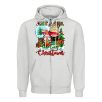 Dove Grey just a girl who loves christmas Zipper Hoodie - CowGirlArtShop