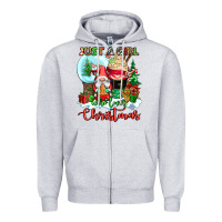 Heather Grey just a girl who loves christmas Zipper Hoodie - CowGirlArtShop