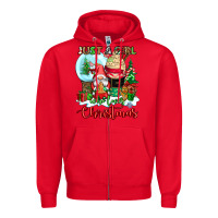 Red just a girl who loves christmas Zipper Hoodie - CowGirlArtShop