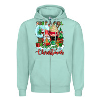 Seafoam just a girl who loves christmas Zipper Hoodie - CowGirlArtShop