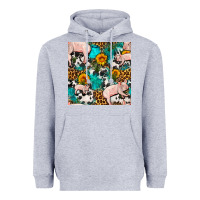 Heather Grey american yorkshire pig seamless pattern Heavyweight Hoodie - FaDigitalArtStudio