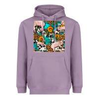 Lavender american yorkshire pig seamless pattern Heavyweight Hoodie - FaDigitalArtStudio