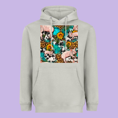 American Yorkshire Pig Seamless Pattern Heavyweight Hoodie Designed By Fadigitalartstudio