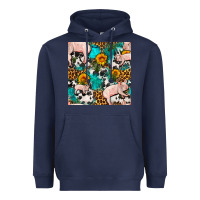 Navy american yorkshire pig seamless pattern Heavyweight Hoodie - FaDigitalArtStudio