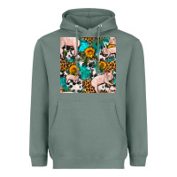 Sage american yorkshire pig seamless pattern Heavyweight Hoodie - FaDigitalArtStudio