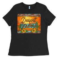 Black western desert darlin sunset serape leopard sunflowers mousepad Ladies Tee - BarkalooDesign