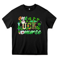 Black st.patricks one lucky nurse Heavy Core Tee - BarkalooDesign
