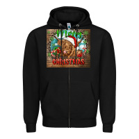 Black merry christmas heifer cow Zipper Hoodie - CowGirlArtShop