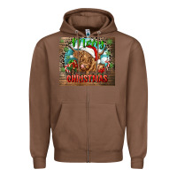 Chestnut merry christmas heifer cow Zipper Hoodie - CowGirlArtShop
