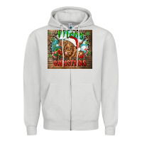 Dove Grey merry christmas heifer cow Zipper Hoodie - CowGirlArtShop