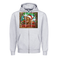 Heather Grey merry christmas heifer cow Zipper Hoodie - CowGirlArtShop