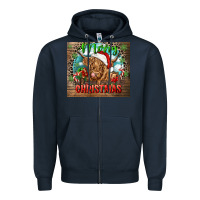 Navy merry christmas heifer cow Zipper Hoodie - CowGirlArtShop