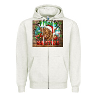 Oatmeal Heather merry christmas heifer cow Zipper Hoodie - CowGirlArtShop