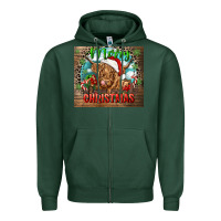 Sports Green merry christmas heifer cow Zipper Hoodie - CowGirlArtShop