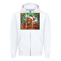 White merry christmas heifer cow Zipper Hoodie - CowGirlArtShop